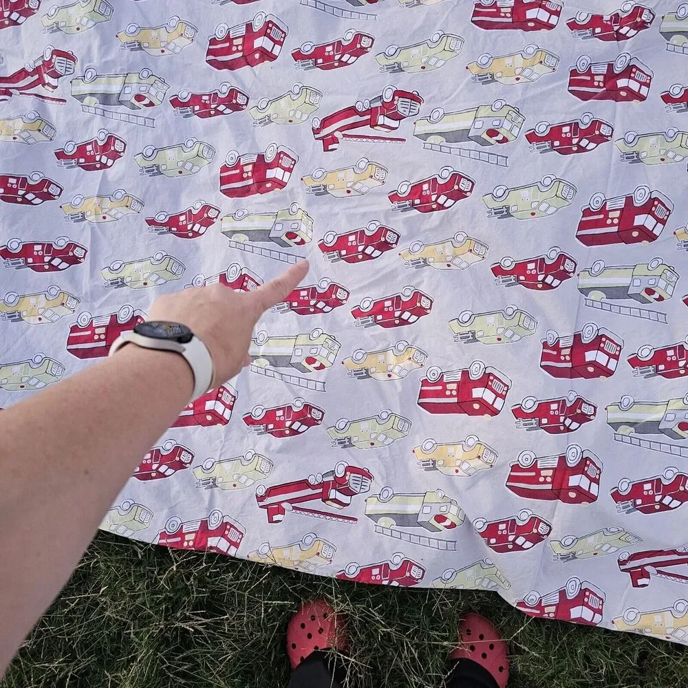 Pottery Barn Kids Full/Queen Fire Trucks Duvet And Single Sham SEE PICTURES!